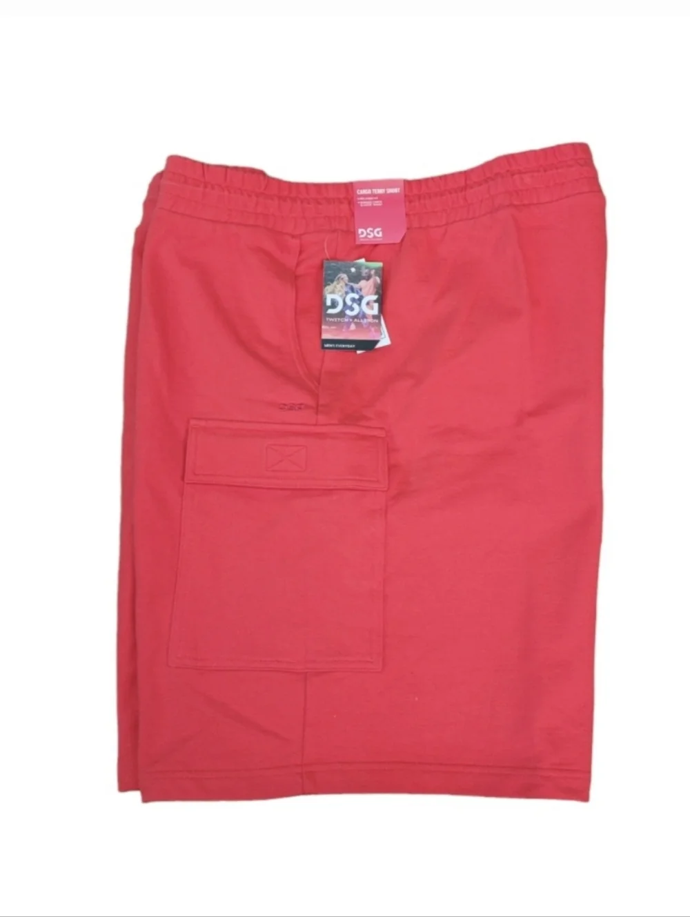 DSG Cargo Terry Shorts Mens Size 2XL Red Relaxed Fit Athletic